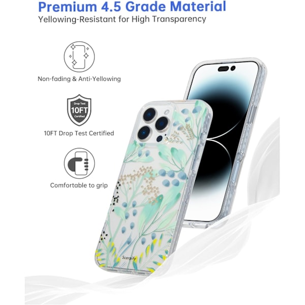 iPhone 16 Pro Max Skal med Sommarängblommönster, Söt Transparent Blommönster Telefonfodral för Kvinnor Flickor, [Gula