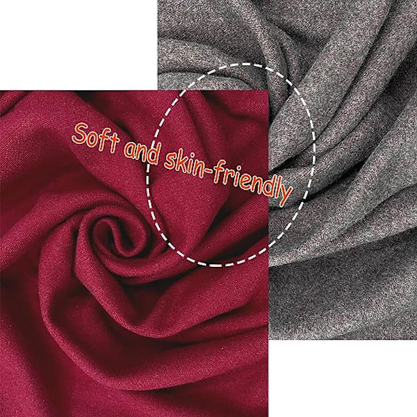 (RØD+GRÅ) Dame Kasjmirskjerf Vinter Reversibel Pashmina L