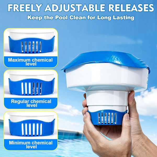Klorpoolflyder, 7 tommer flydende pooldispenser til 200g klor- og bromtabletter