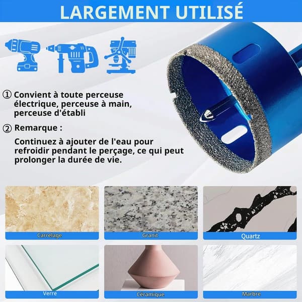 20 mm diamant hulsav med centreringsguide borebit, professionel loddet diamant borebit til fliser, porcelæn
