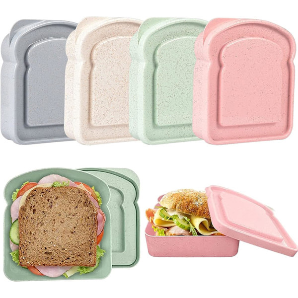 Sandwichbeholdere, Sandwichbeholdere for lunsjbokser Plast Toastformet Matlagring Sandwichboks med lokk, BPA Fri