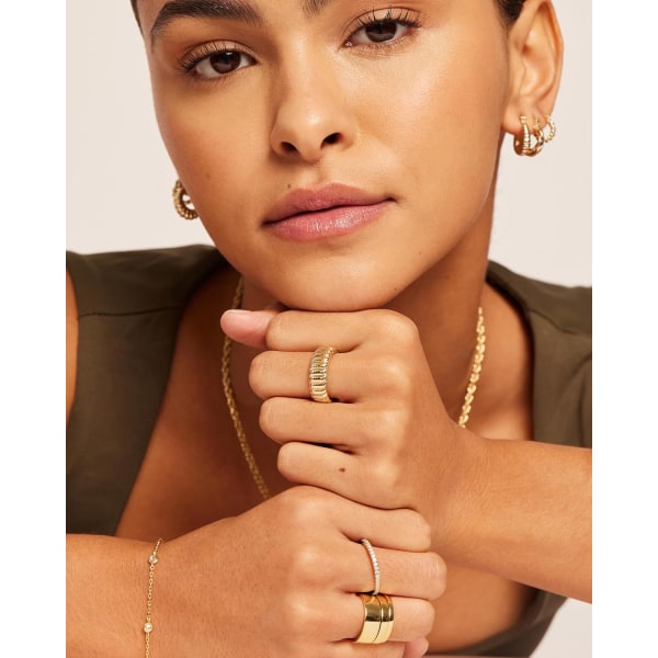 14K Guldpläterad Chunky Statement Ring | Chunky Stackable Bred Band för Kvinnor