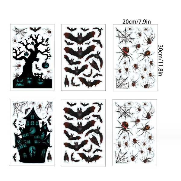 Regnbågsfönsterdekaler för Halloween, 24 ark dubbelsidiga Halloween-dekorationsdekaler, läskig spökjakt