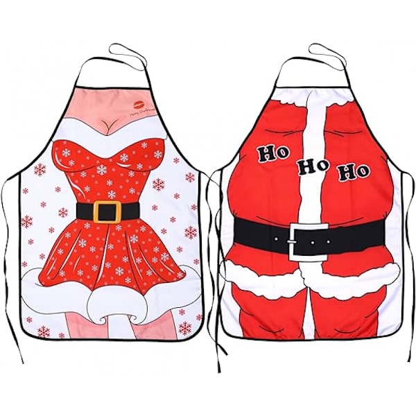 Joulupunainen esiliina (2 kpl pakkaus), Santa anime-kokki keittiöesiliinat
