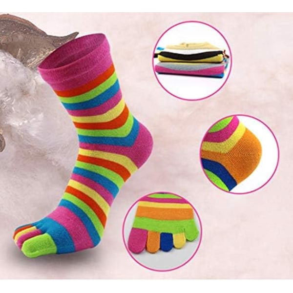 Damstrumpor 5-fingrar Bomullssvettransporterande Atletiska 6-pack 3-pack