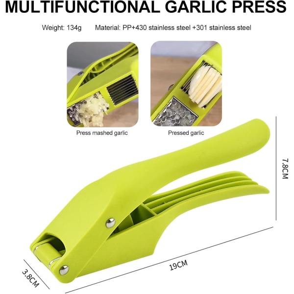 Vitlökspress, 2 i 1 Vitlökspress, Rostfritt Stål Vitlökspress,