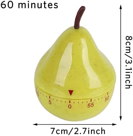 8x7cm Køkken Timer, 60 Minutter Mekanisk Køkken Timer Pæreformet Manuel Timere Nedtællingstimer Kogetimer Høj Lyd