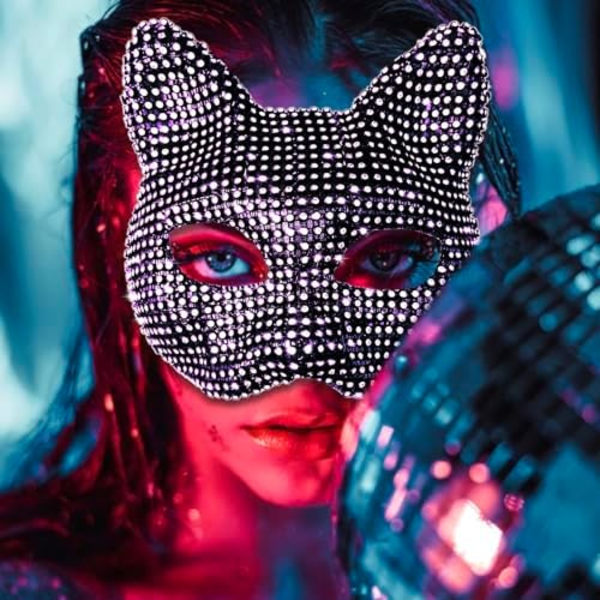 Kattkostym för Kvinna Katt Halsband Choker Handskar Rhinestone Katt Mask Svans Katt Kvinna Outfit Tillbehör Katt Kostym