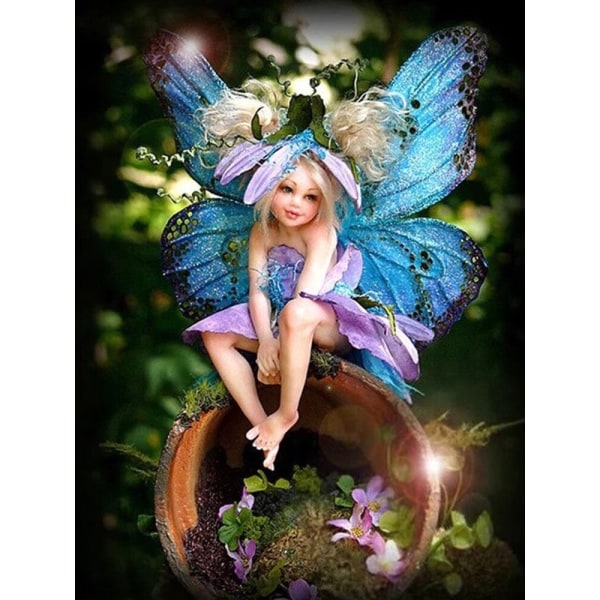 30 x 40 cm ,Fille elfe papillon Diamond painting Broderie Diama