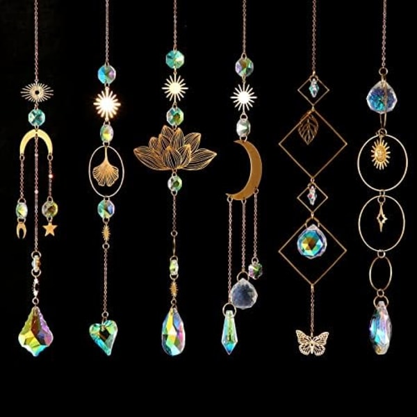 6 stykker fargerike krystall solfanger hengende for vindu krystallkule prisme regnbue maker anheng for hage jul T