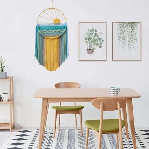 30x60cm Auringonlaskun Makrame-seinävaate, Tapetti Dreamcatchers Seinätaide Makrame Auringon Seinäkoriste Käsintehty Kudottu Boho Tapetti