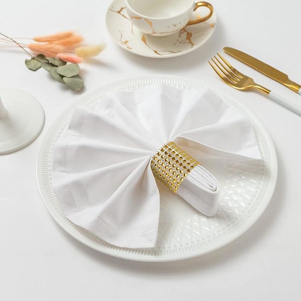 20 Pakk Serviettringer, Gull Serviettringer Plast, Gull Serviettholdere for Jubileum Bursdag, Fester, Bryllup og Di