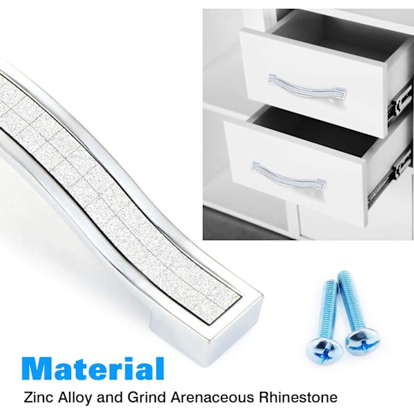 128MM-5PCS, Silver Rhinestone Crystal Lådknoppar Europa St