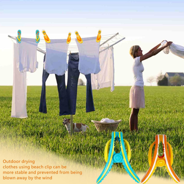 4 ST Stora strandklädnypor Vindtäta handduksklämma i plast för badhandduk, semesterpool, sängkläder