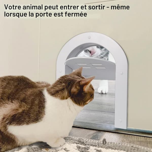 2-veis låsbar innerdør for katter opp til 9 kg, kattunger og små hunder (hvit)