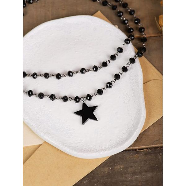 Gotisk Lagerad Stjärnchockerhalsband, Svart Chockerhalsband, Gotisk Chockerhalsband, Gotiskt Halsband, Emo Halsband, Halloween