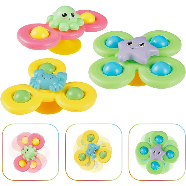 Set of 3 spinning toys for kids, suction cup toys, spinning