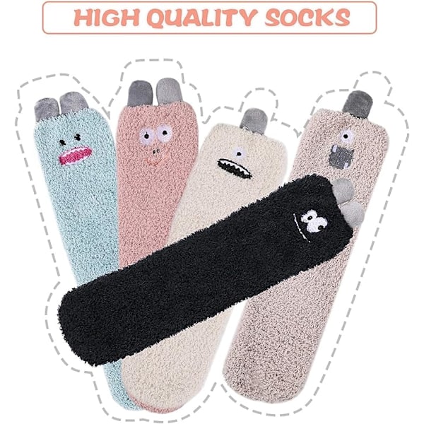5 par fluffiga vinterstrumpor, mjuka varma strumpor, fleece strumpor tofflor casual semesterstrumpor, lämpliga f