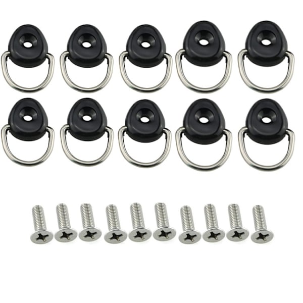10 st Kayak D-ring Tie Down Spänne Säkerhet Däck Montering Tillbehör Delar Kit för Båt Kanot Kajak Sporti