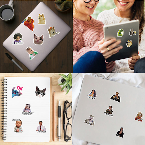 100 stk Morsomme Meme-klistremerker Pakke for Laptop, Trendy Vinyl-klistremerker for Datamaskin, Telefoner, Macbooks (Vanntett)
