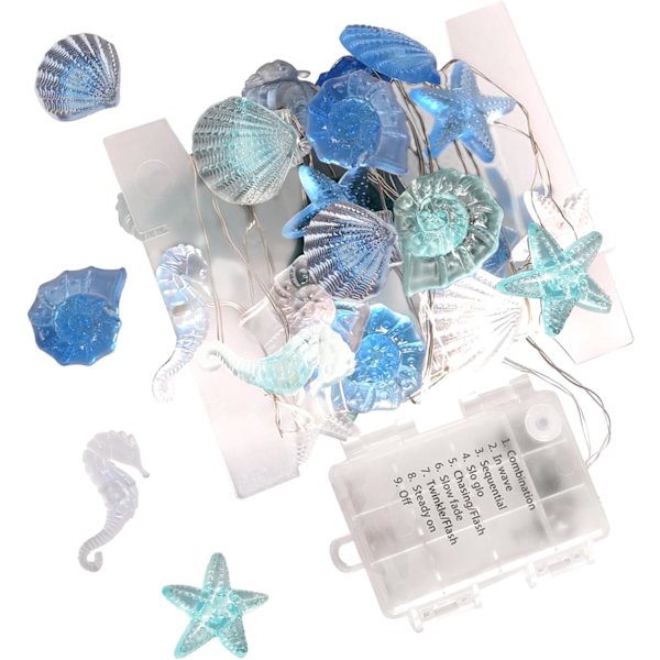 Sjöstjärna ljusslinga för sovrumsdekoration 3m 30 LED Ocean String Light Sea Shells Seah