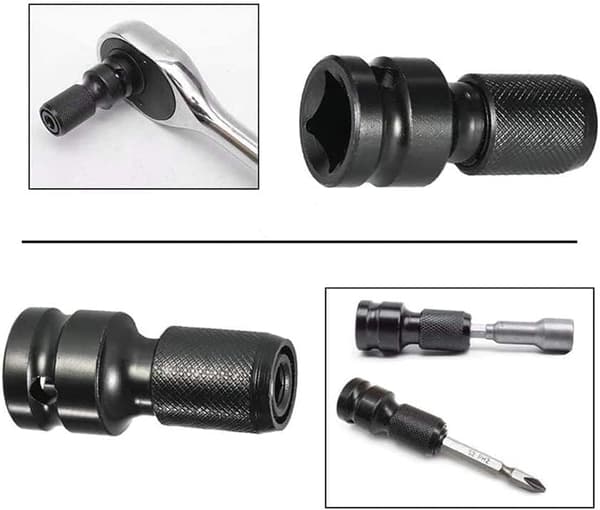 2 stk. Stål Impact Nøglebit Impact Socket Driver Bit med Tilbehør Impact Socket Adaptere til 1/4\" Hex Socket Adapter