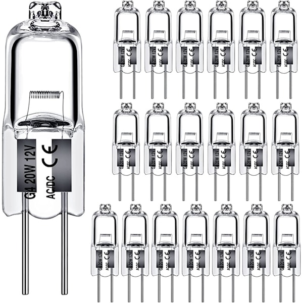 G4 Halogenpærer, 20W G4 Pære, 12V Halogen Stift Sockel Lampe, 2700K W