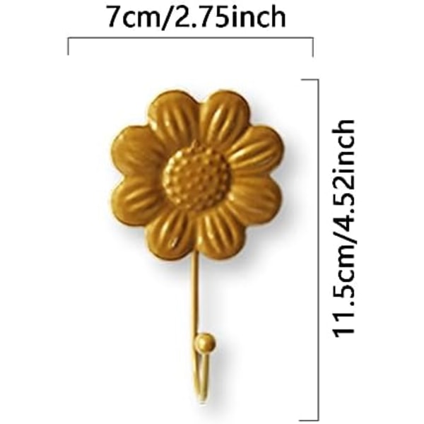 Gyllene Blomma Enkla Krokar, 4 st Blomma Retro Stil för Rum Väggmonterad Dekoration, Kappa Hatt Sjal Hängande Ingång Tung