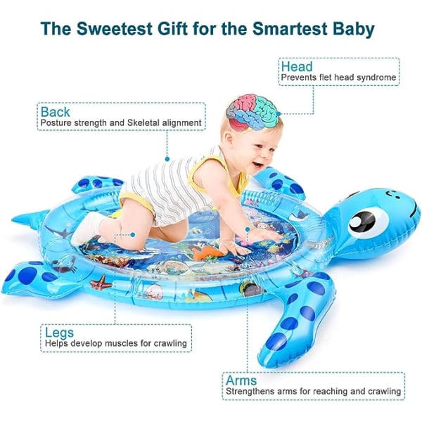 Turtle Shape Inflatable Baby Water Mat, Water and Fish Play Mat