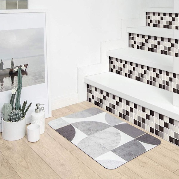 24 Stk (Grå Mosaik) Rektangulära Självhäftande Dekorativa Klinker