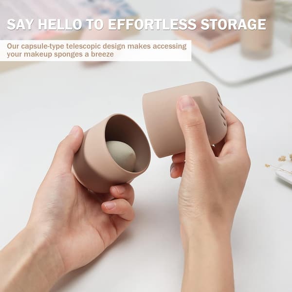 2 st Khaki Makeup Sponge Holder, Silikon Resväska för Skönhetssvampar