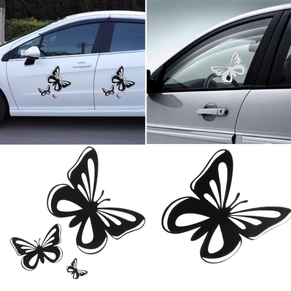 Set med 3 stolpblommadekaler Fashion Butterfly Car Stickers
