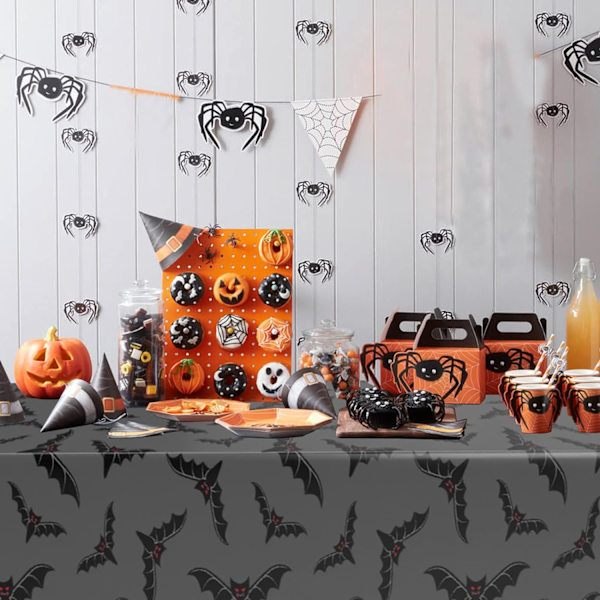 Plastik Halloween-dug, stort rektangulært dug, grå