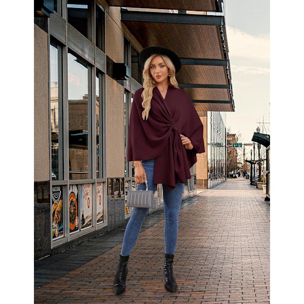Elegant Shawl Wraps til Kvinder - Blød Åben Front Poncho Trøje til Forår Efterår Vinter