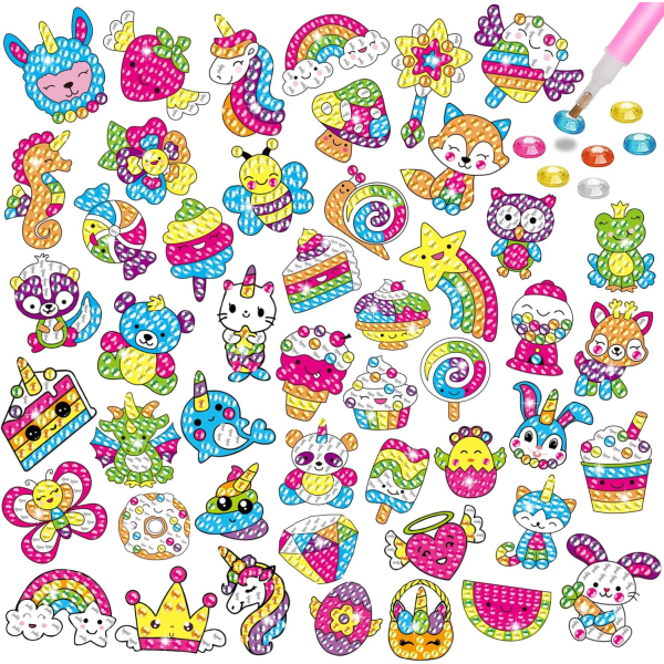 Diamond Painting Kit for Kids, 48 ​​Pieces DIY Diamond Painting Animals Sticker, Mosaic Kit for Kids