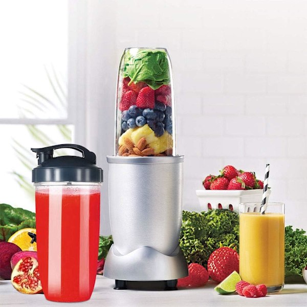 Blenderkopper for Nutribullet Blender, 32OZ kopp med klafflokk for å ta med seg, kompatibel med Nutribullet 600W 900W blendere, B