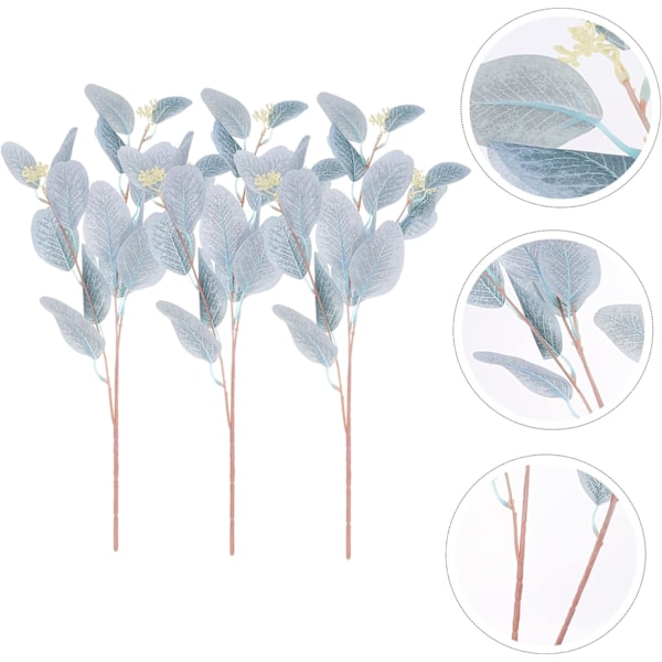 3 stk. kunstige eukalyptusblade falske grene boligindretning ons