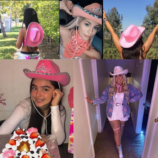 Barnhatt med tiara, silver diadem, hattband, karneval, halloween, temafest, rosa, en storlek
