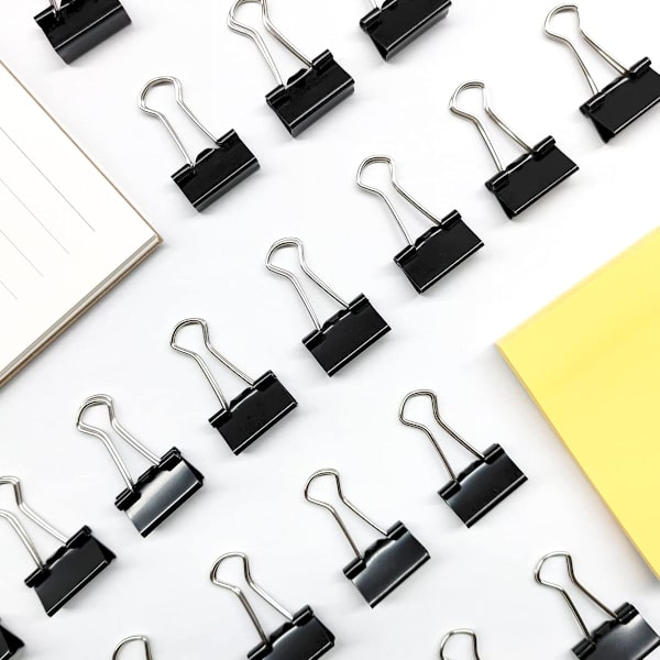 120 st Minimappclips, 5/8 tum (15 mm), Små Pappersklämmor för Kontorsmaterial, Svart