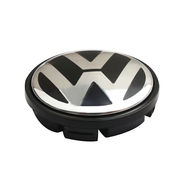 1 stk. VW Alufelg Senterdeksel Satin Sort Høy Krom (konveks overflate)