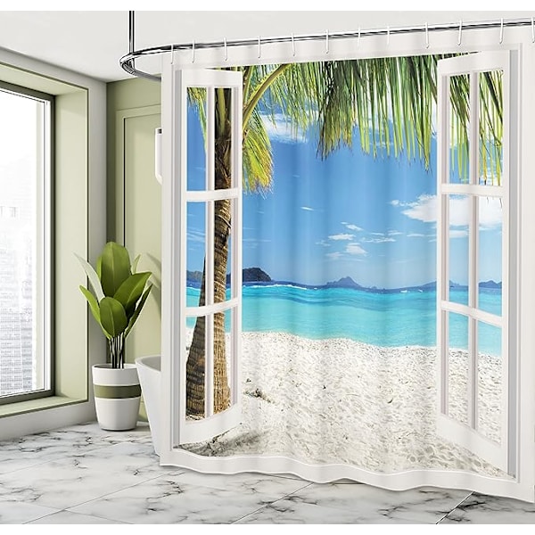 Blå Drøm Polyester Strand Bruseforhæng (180 * 200cm)