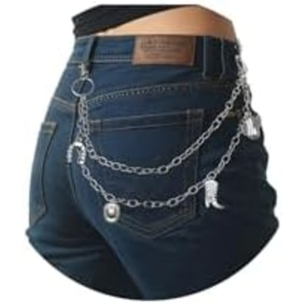 Jeans MultiLayer Metallbukser Belte Kjede - Hip Hop Bukser Kjede Goth Kjeder Punk Lomme Lagdelt Belte Kjeder,  Stil Wai