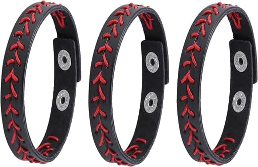 3 ægte læder baseball armbånd af atleter bangle manchet wris