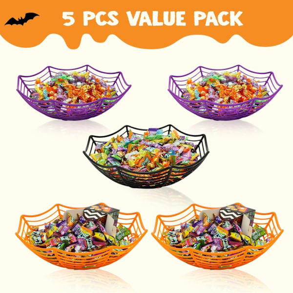 5 kpl Halloween-makeiskulhoja hämähäkinseitillä, sisustukseen, juhlatarvikkeet, pöydän koristeet, kummitusteemainen