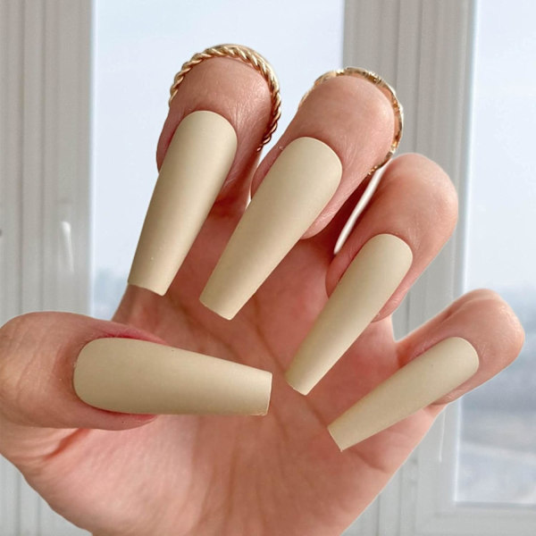 Fancy Prrety Extra Lange Falske Negle Ballerina Tryk på Negle Matte