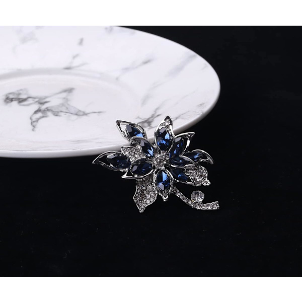 Blå Krystal Brosche Pins Fancy Vintage Stil Rhinestone Blomst Broscher Smykker Gave til Kvinder, Piger, Damer