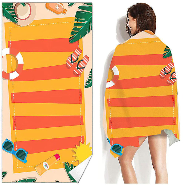 Strandhandduk, Liggunderlag Strandhandduk, Sport Strandhandduk, Tjock Mikrofiber Strandhandduk 70 × 140cm