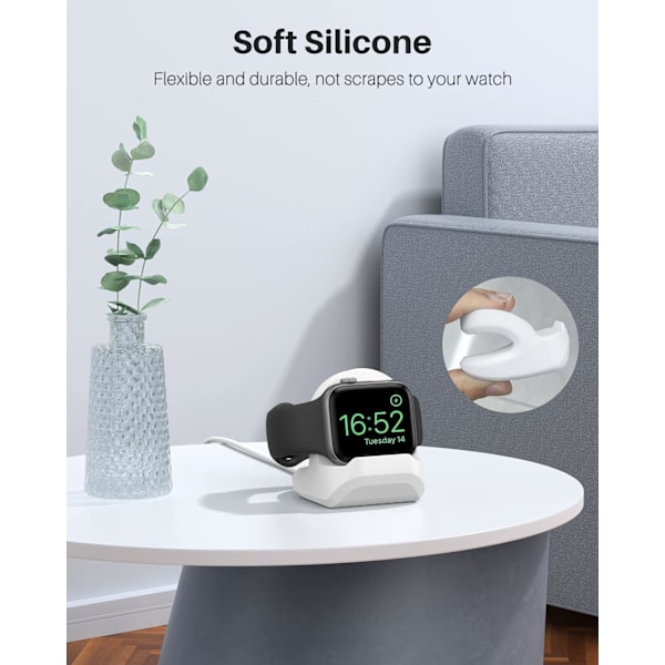 Laderstativ Kompatibelt med Apple Watch Ultra 2/Ultra/SE/Series 10/9/8/7/6/5/4/3/2/1, Silikon Ladestasjon f