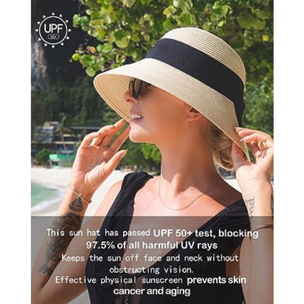 UPF50+ Lin/Bomull Sommerhatt med Hakestropp