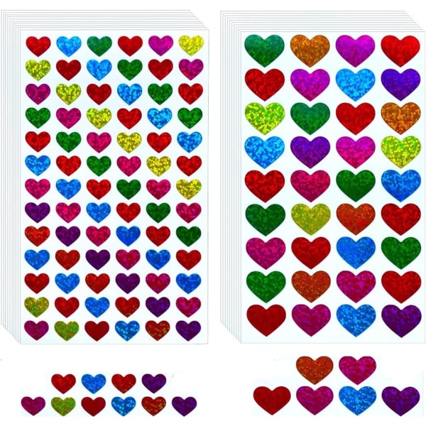 20 ark glitterhjerteklistermærker Farverigt dekorativt kærlighedsklistermærke